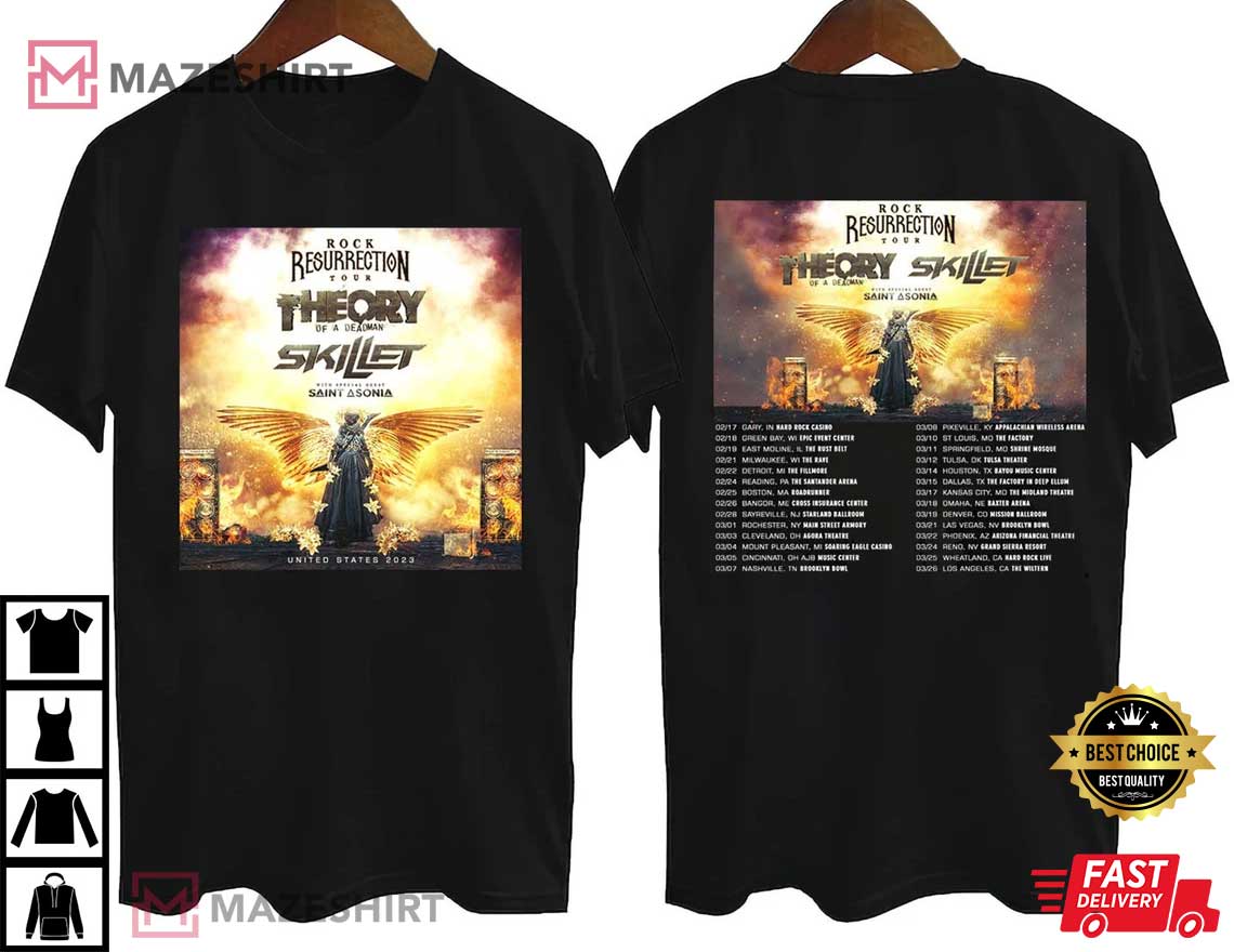 Theory Of A Deadman And Skillet Announce Rock Resurrection Tour 2023 T-Shirt