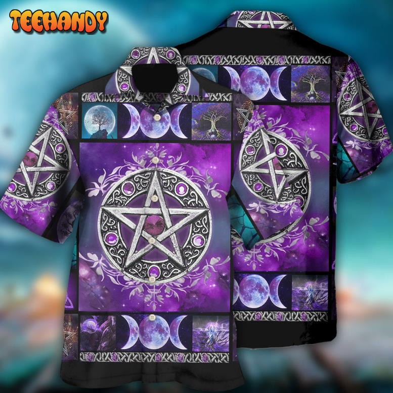 Wicca Witch Vibes Purple Pentagra Hawaiian Shirt