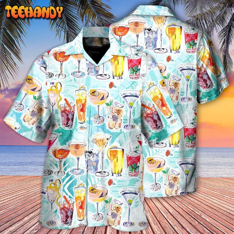 Wine Cocktail And Beach Tropical Hawaiian Shirt