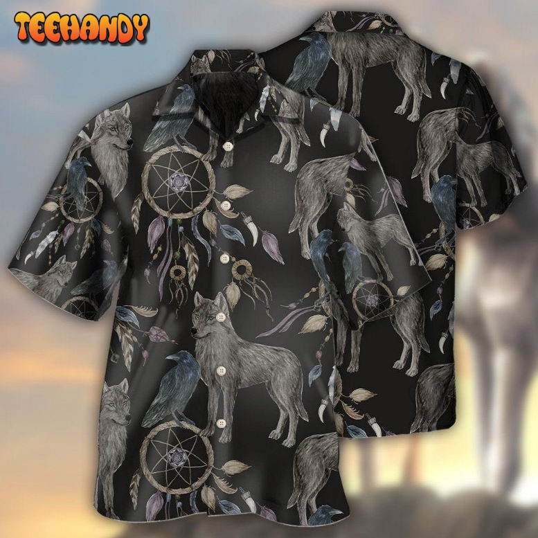 Wolf Dreamcatcher Dark Style Hawaiian Shirt