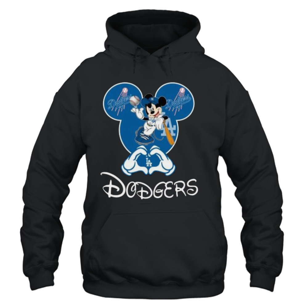 Hot Disney Mickey Mouse Loves Los Angeles Dodgers Hearshirt
