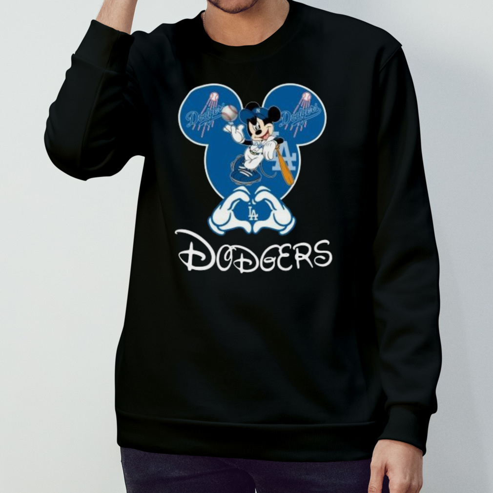 Hot Disney Mickey Mouse Loves Los Angeles Dodgers Heart Shirt
