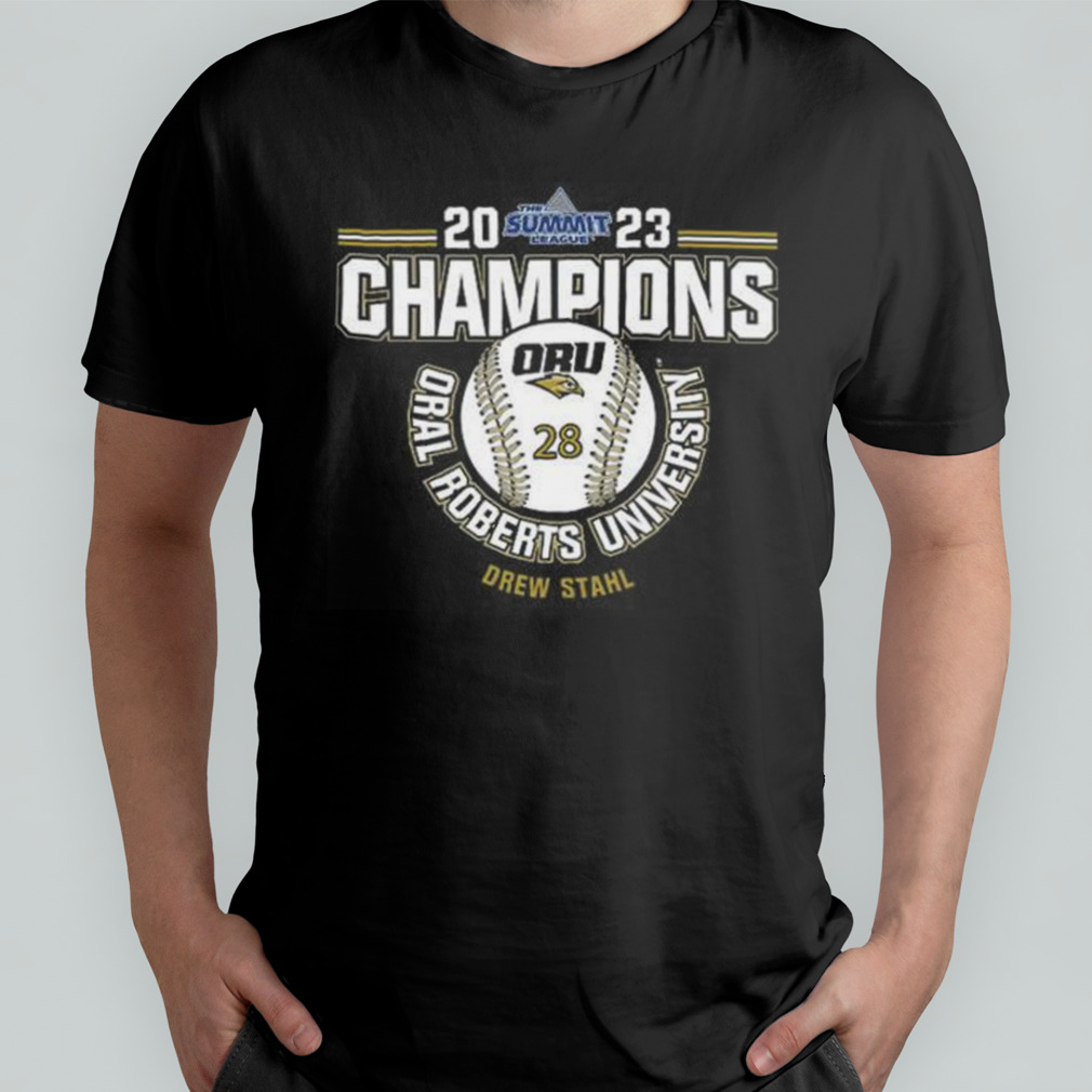 Oral Roberts University Drew Stahl 2023 NCAA Baseball Summit League Champions shirt