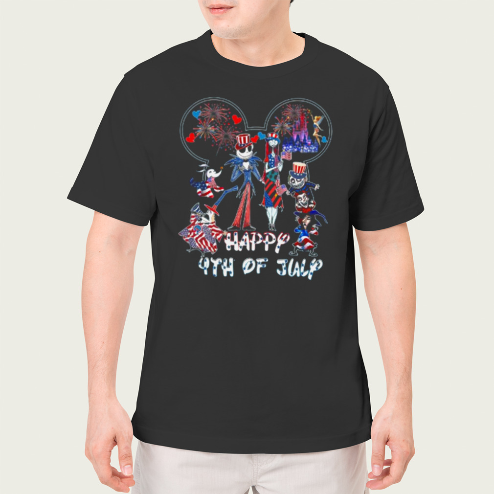 The Nightmare Before Christmas Mickey Head Disney Happy July 4th Fireworks Shirt