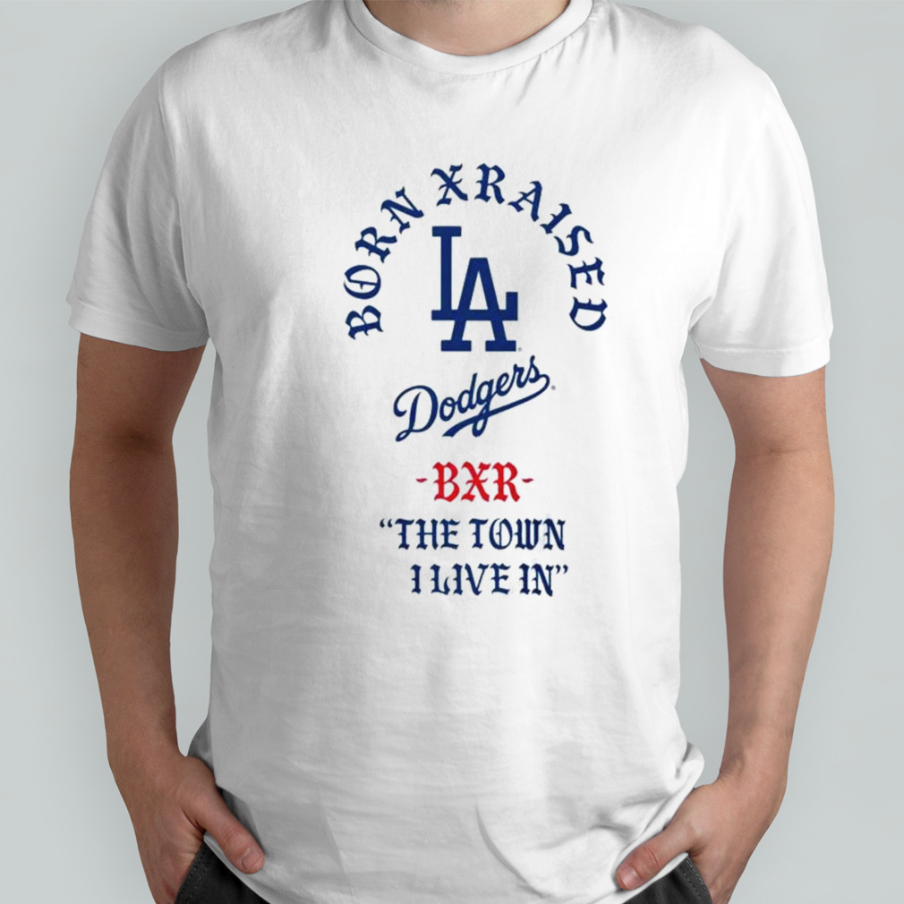 Born x Raised White Los Angeles Dodgers 2023 T-Shirt - Listentee