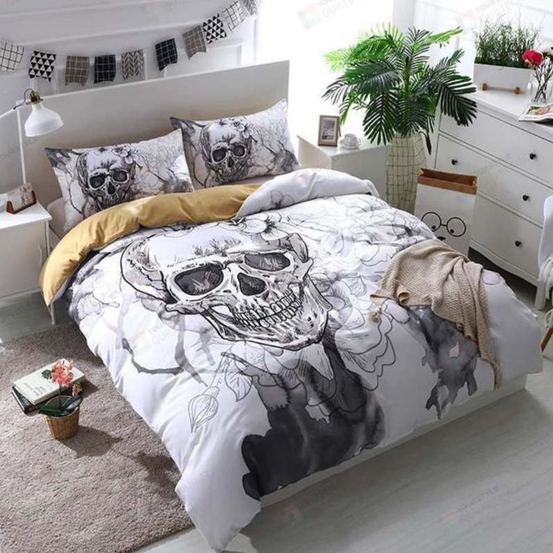 White Skull Painting 3D Bedding Set