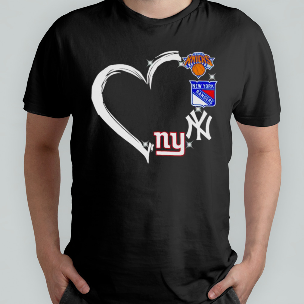 new York Knicks Rangers Yankees logo heart love shirt - Limotees