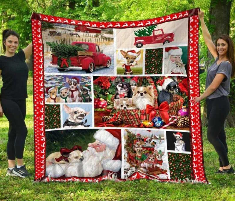 Chihuahua In Christmas 3D Quilt Blanket
