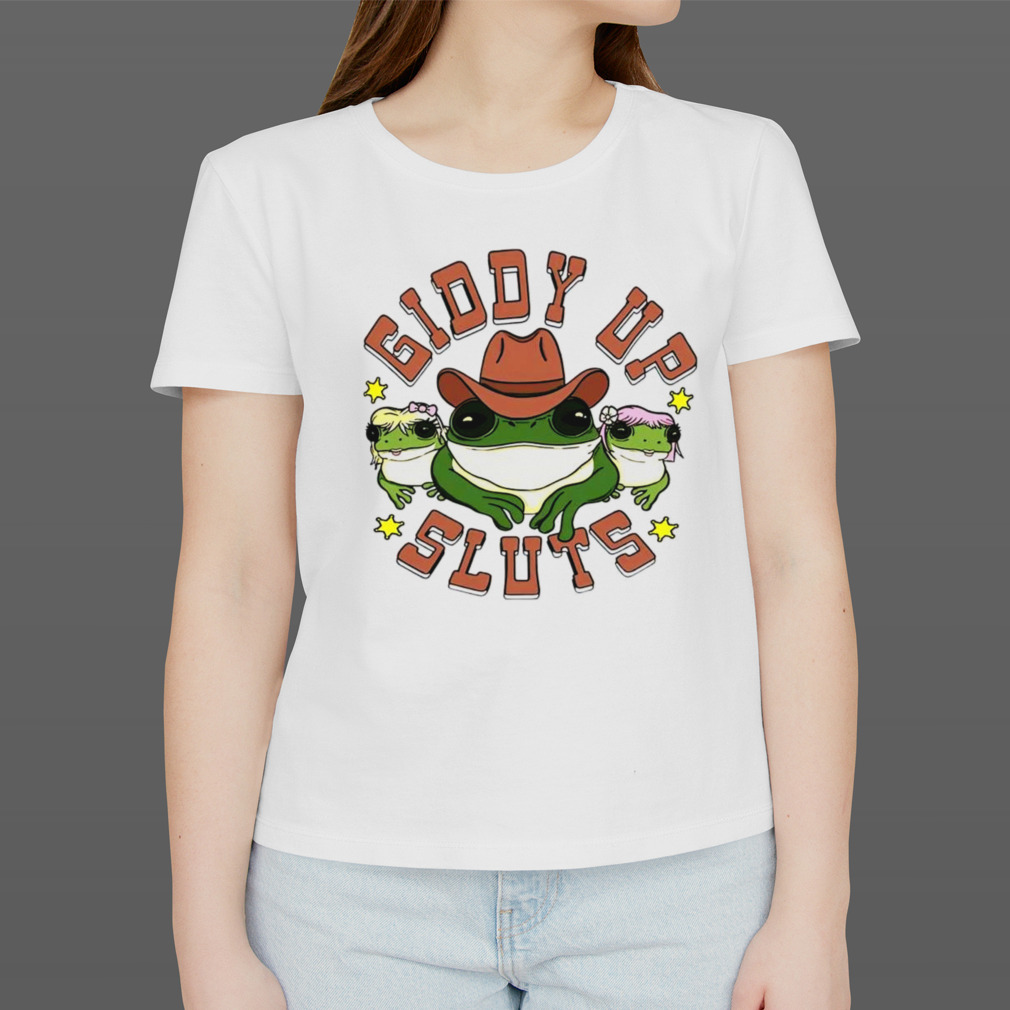 Giddy up sluts cowboy frog shirt, hoodie, sweater, long sleeve and