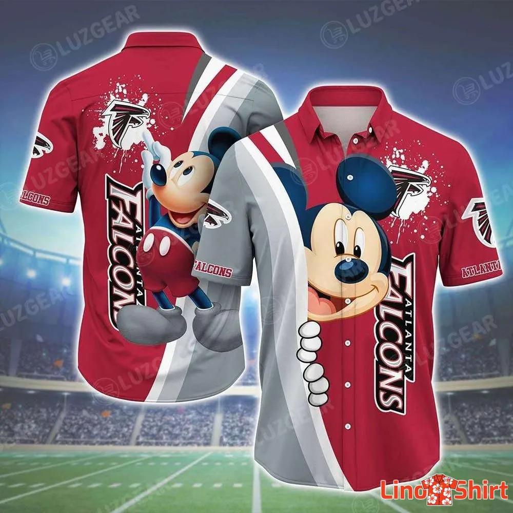 NFL Atlanta Falcons Hawaiian Shirt Mickey Mouse Surfing Beach Lovers Gift