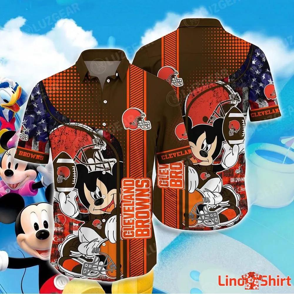 Cleveland Browns Mickey Hawaiian Shirt, Browns Helmet Logo