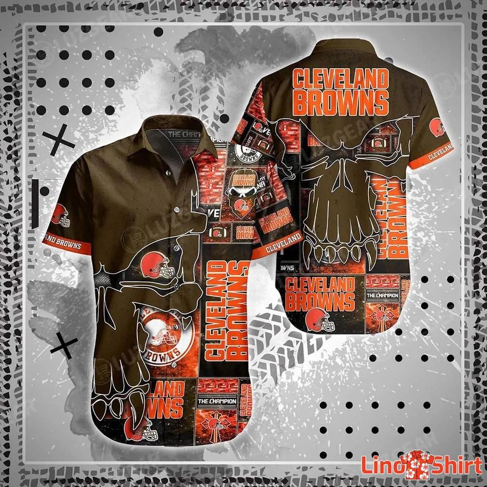 Cleveland Browns NFL Hawaiian Shirt Graphic Tropical Patterns Skull Punisher  3D Printed Best Gift For Fans - Limotees