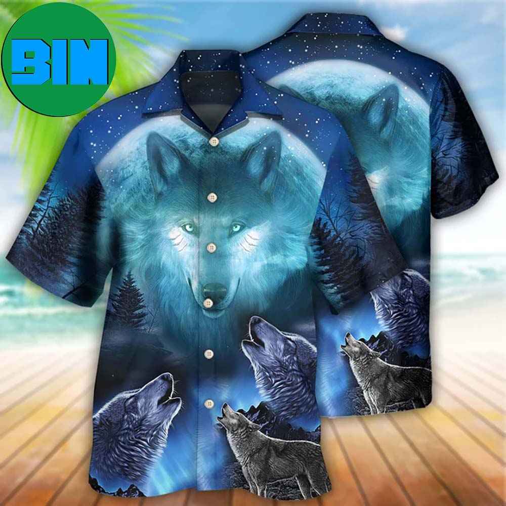 Wolf Gray And Blue Summer Hawaiian Shirt
