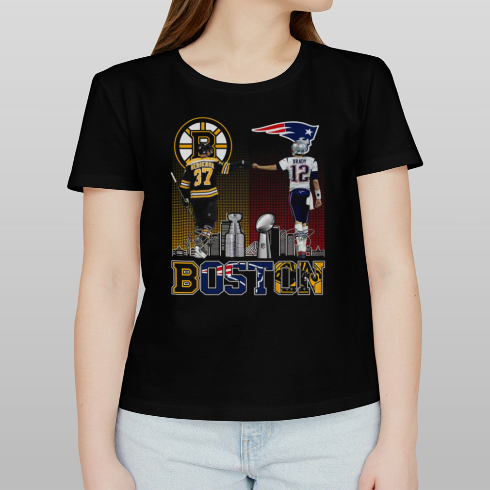 Boston Bruins Bergeron And New England Patriot Tom Brady Champions T Shirt  - Growkoc