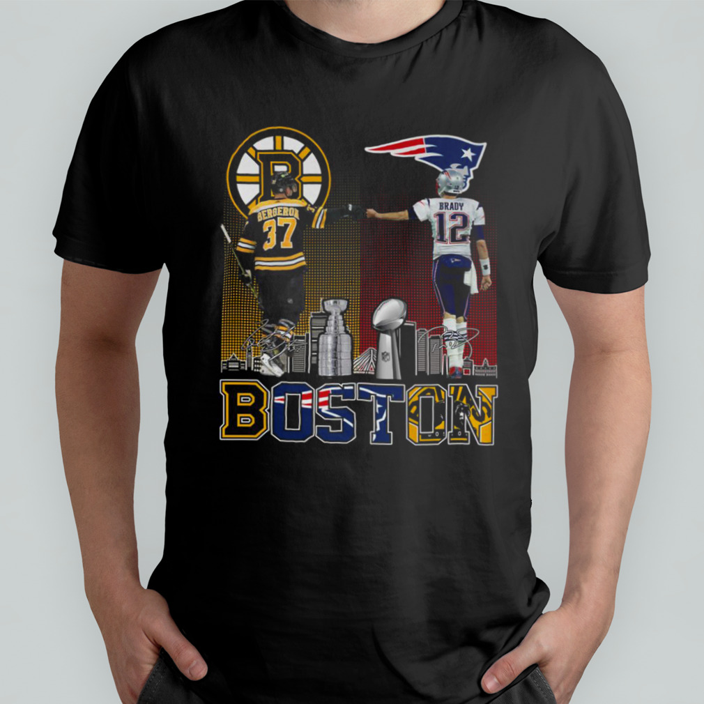 Boston Bruins Bergeron And New England Patriot Tom Brady Champions T Shirt  - Growkoc