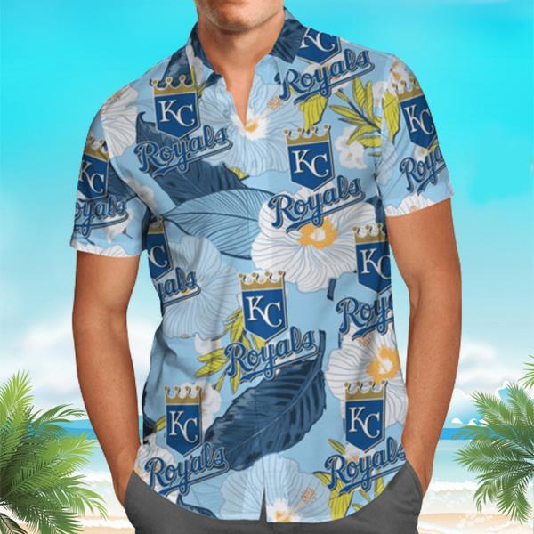 Kansas City Royals MLB Flag US Background Hawaiian Shirt For Men