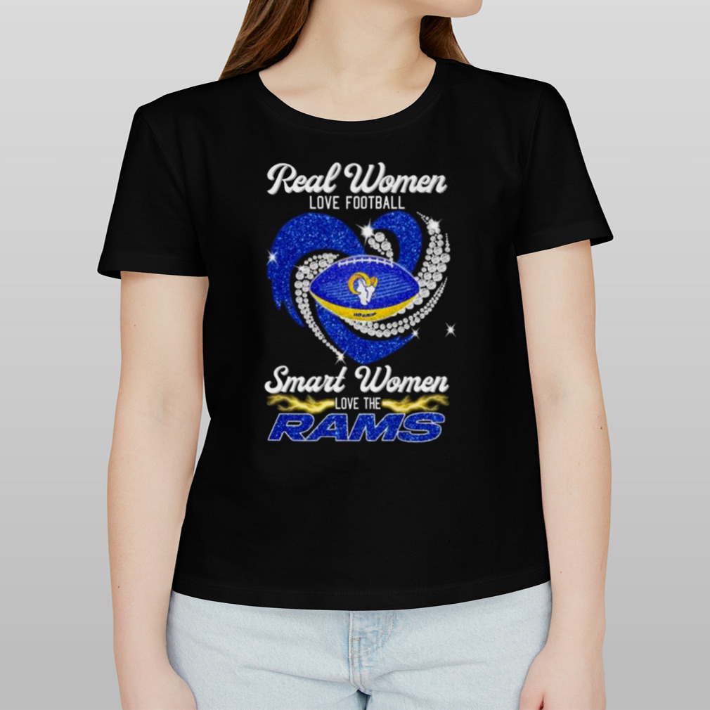 Real Women Love Football Smart Women Love Los Angeles Rams Heart Diamond  2023 Shirt