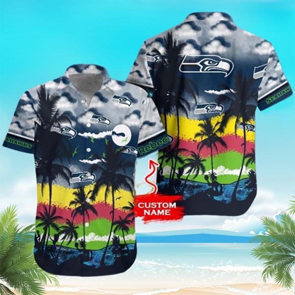 Seattle Seahawks American Flag Logo Hawaiian Shirt Vacation Gift For Men  And Women Gift - Banantees