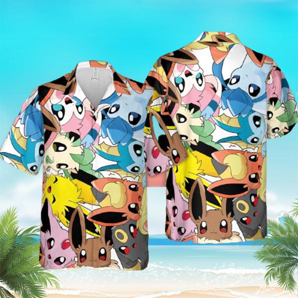 Eevee Evolution Anime Movies Hawaiian Shirt