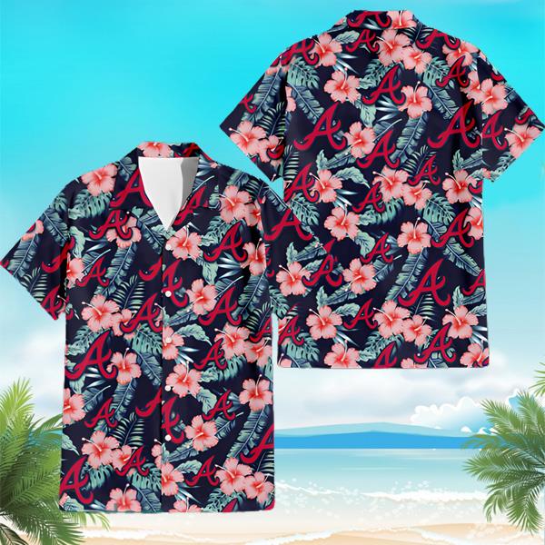 Atlanta Braves Pink Hibiscus Tropical Men And Womwn Summer Gift