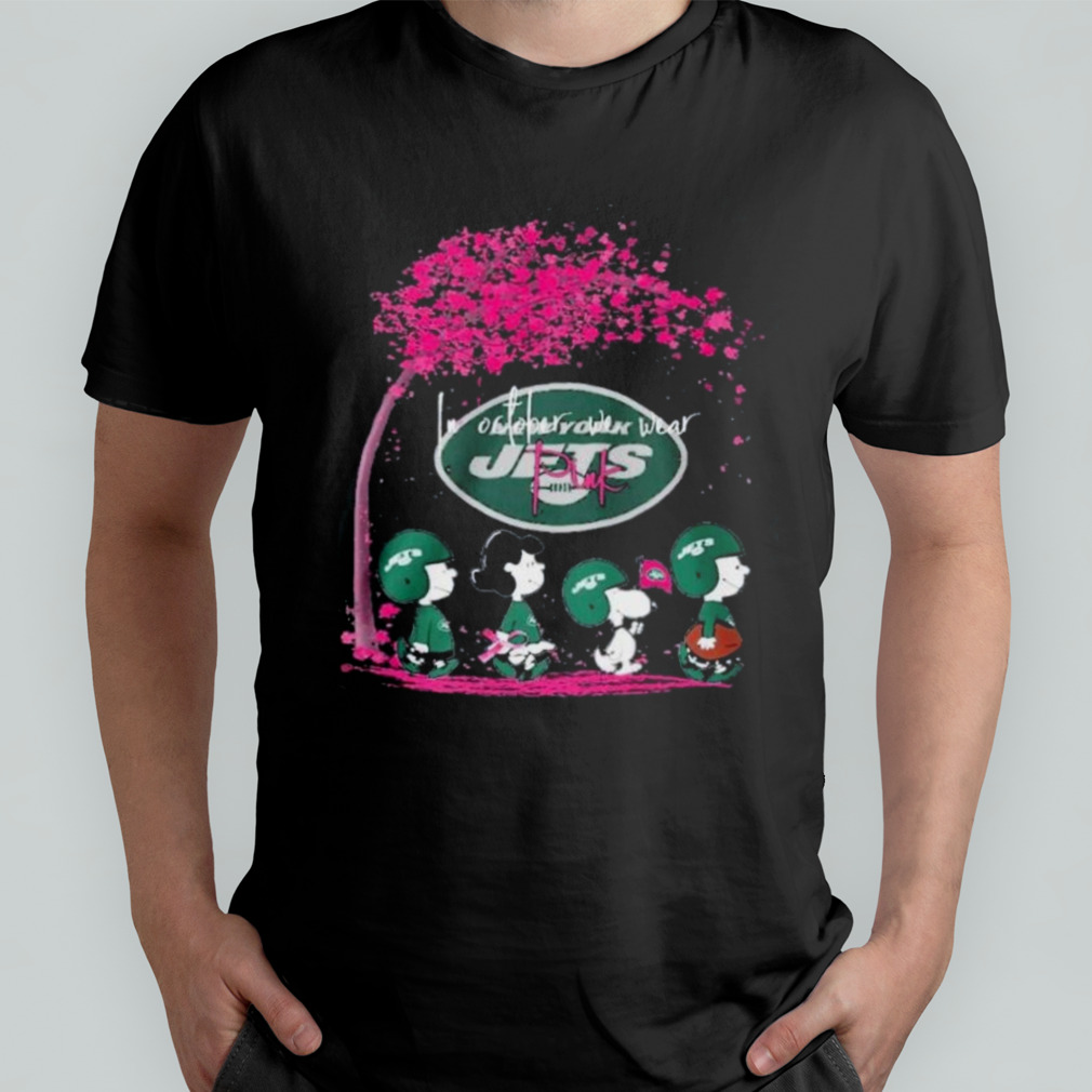 The Peanuts Characters New York Jets In October We Wear Pink Shirt