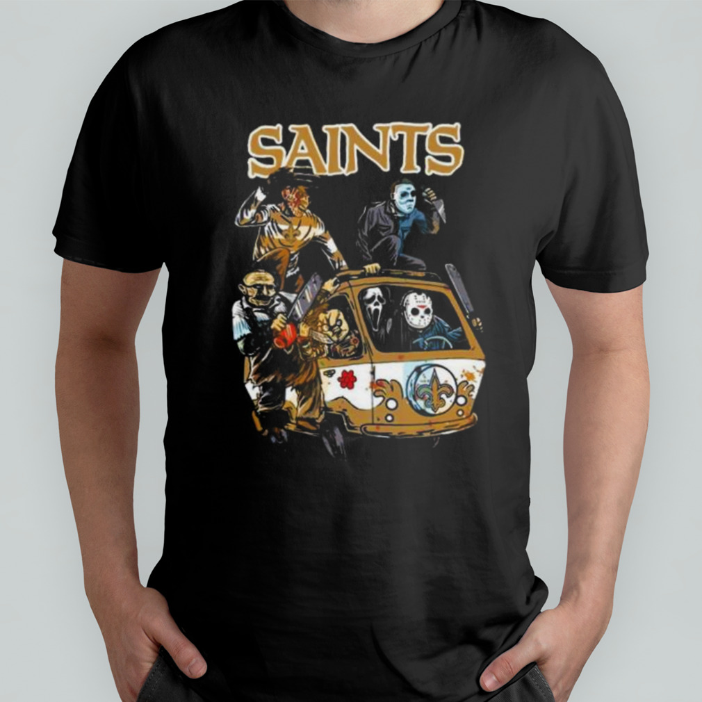 Horror Movies Characters New Orleans Saints Football Halloween 2023 Shirt -  Reallgraphics