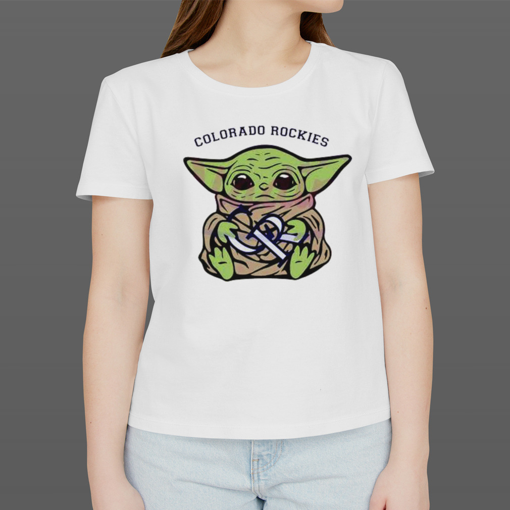 Baby Yoda hug Colorado Rockies shirt, hoodie, sweater, long sleeve