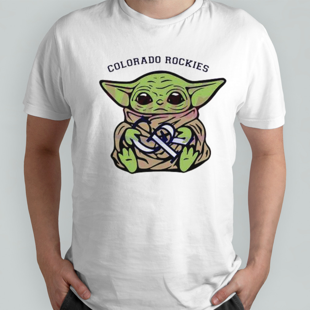 Baby Yoda Hug Logo Colorado Rockies Sport Shirt - High-Quality