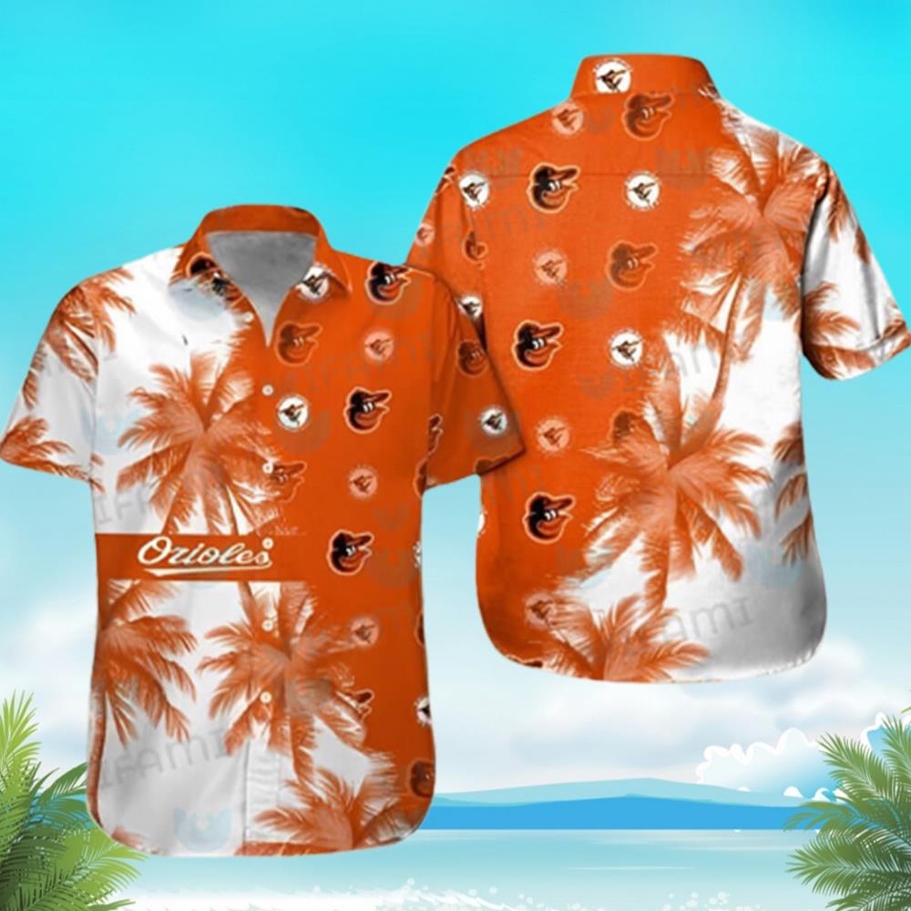 Orioles Hawaiian Shirt Sunset Dark Coconut Tree Baltimore Orioles