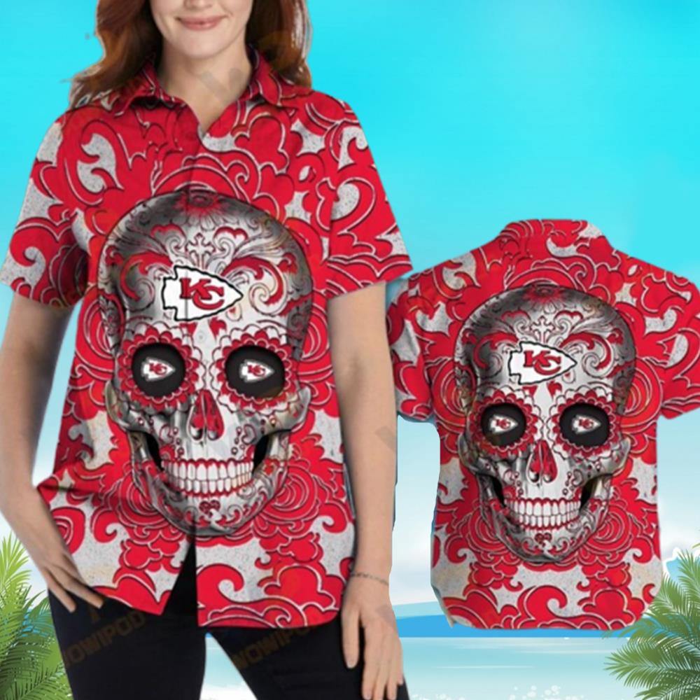 Chiefs Hawaiian Shirt Grateful Dead Skeleton Surfing Kansas City