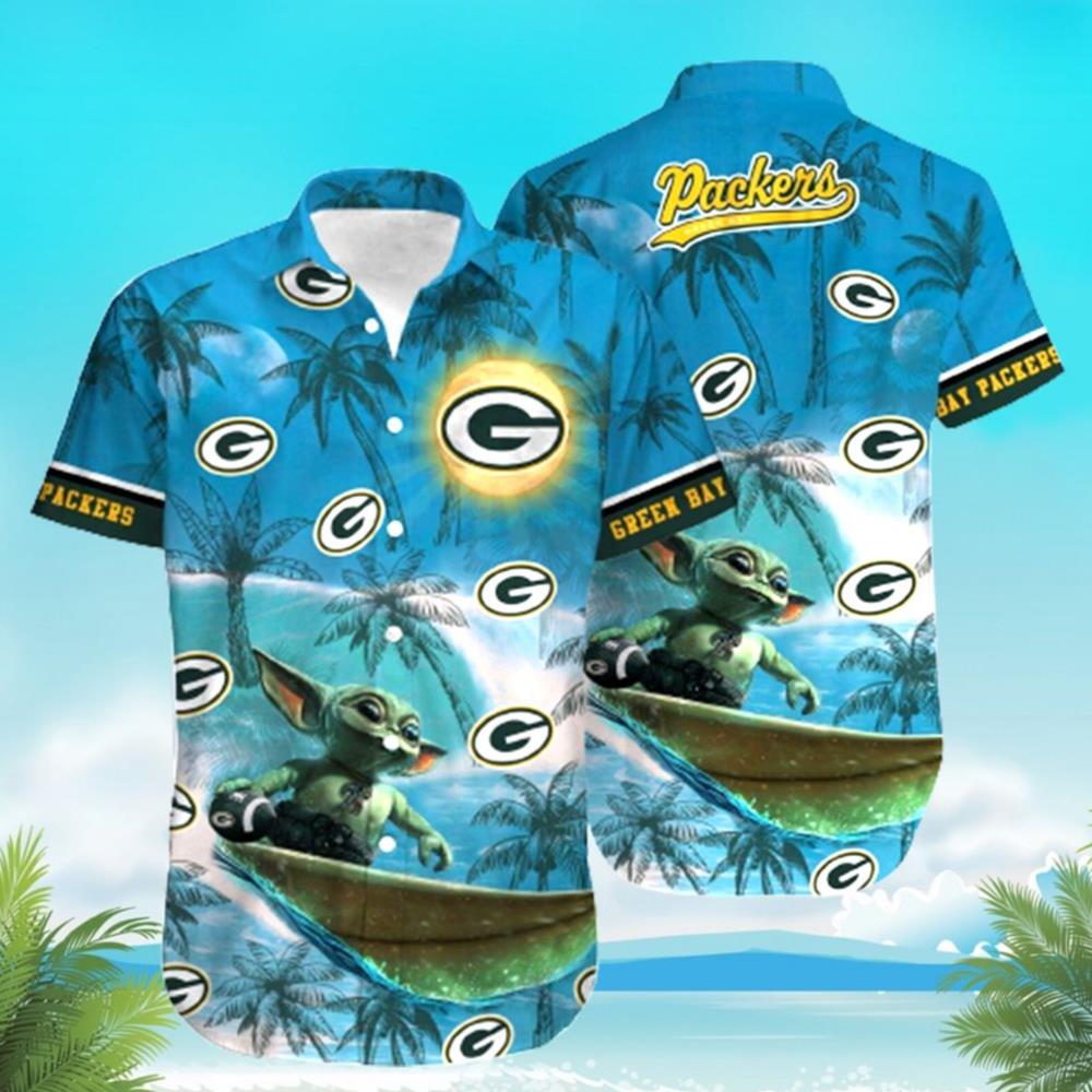 Men Green Bay Packers Football Floral Aloha Hawaiian Shirt Summer Vacation