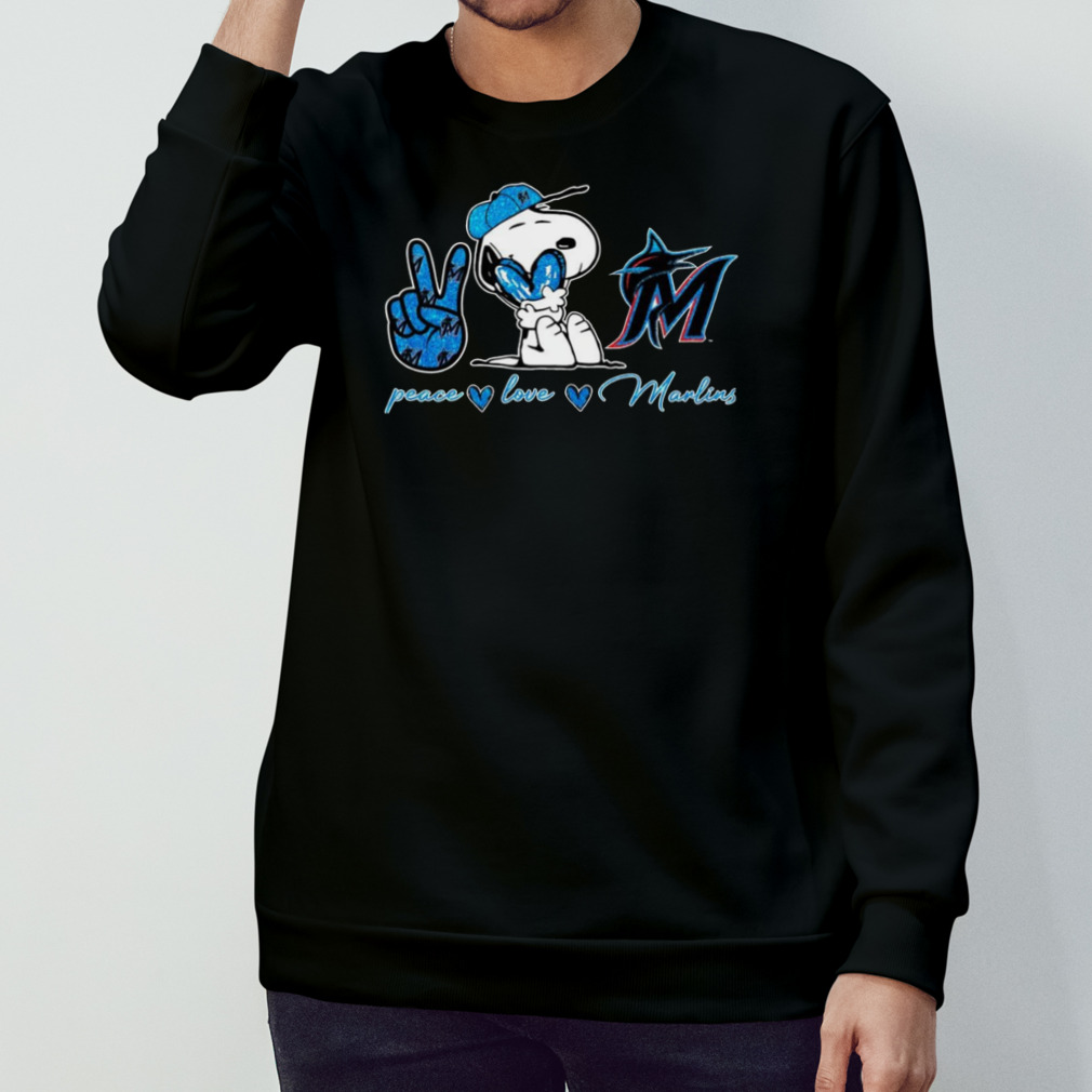 Miami Marlins Peace Love Marlins Snoopy Shirt, hoodie, longsleeve,  sweatshirt, v-neck tee