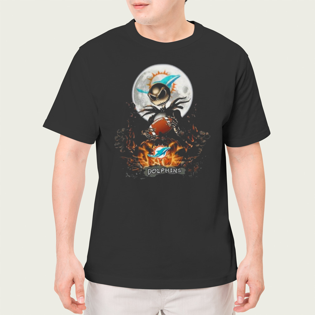 Miami Dolphins Jack Skellington Halloween Art Design Shirt