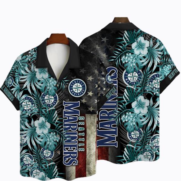 Seattle Mariners MLB American Flower Hawaiian Shirt - Growkoc