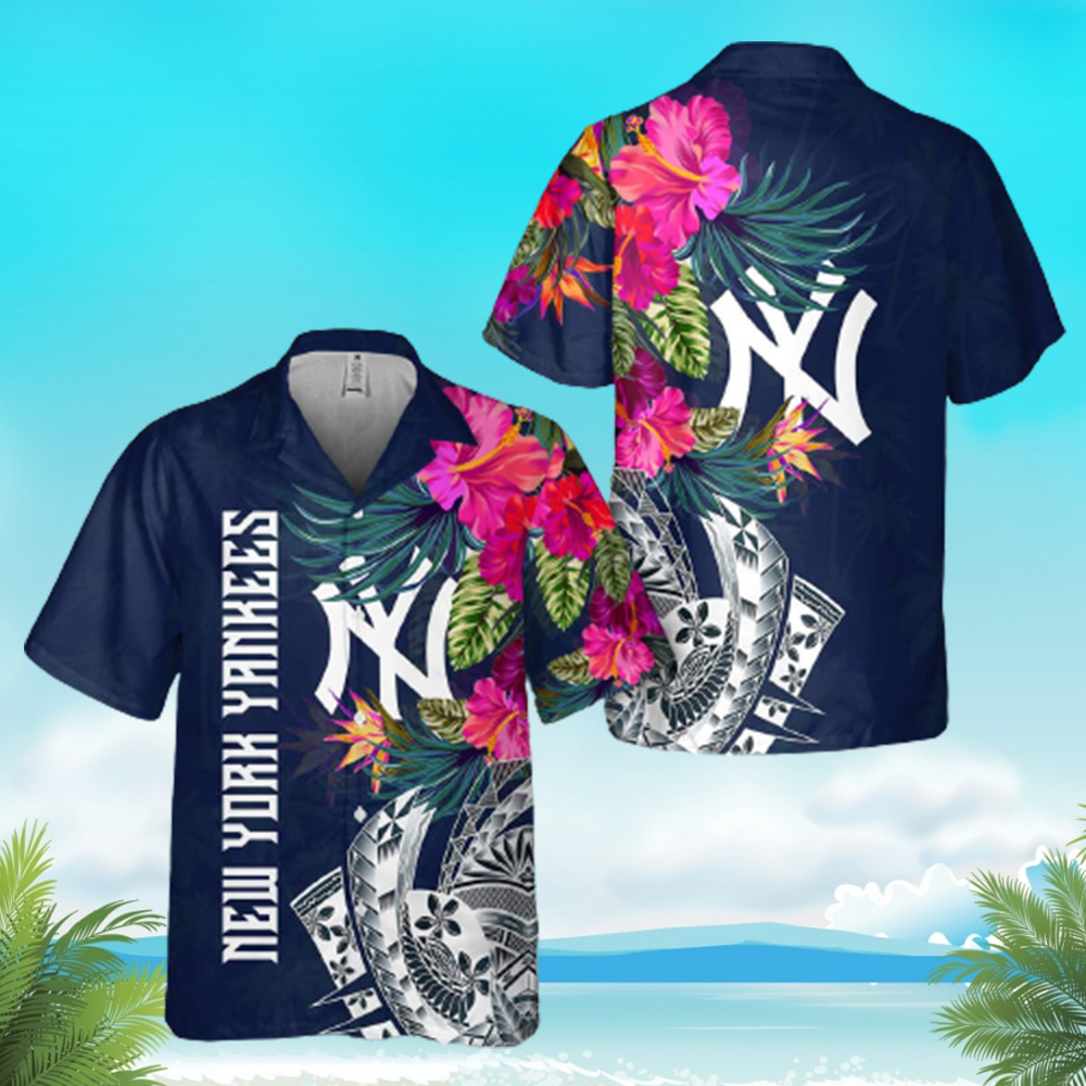 New York Yankees Major League Baseball Logo Pattern Hawaiian Shirt For  Baseball Fans