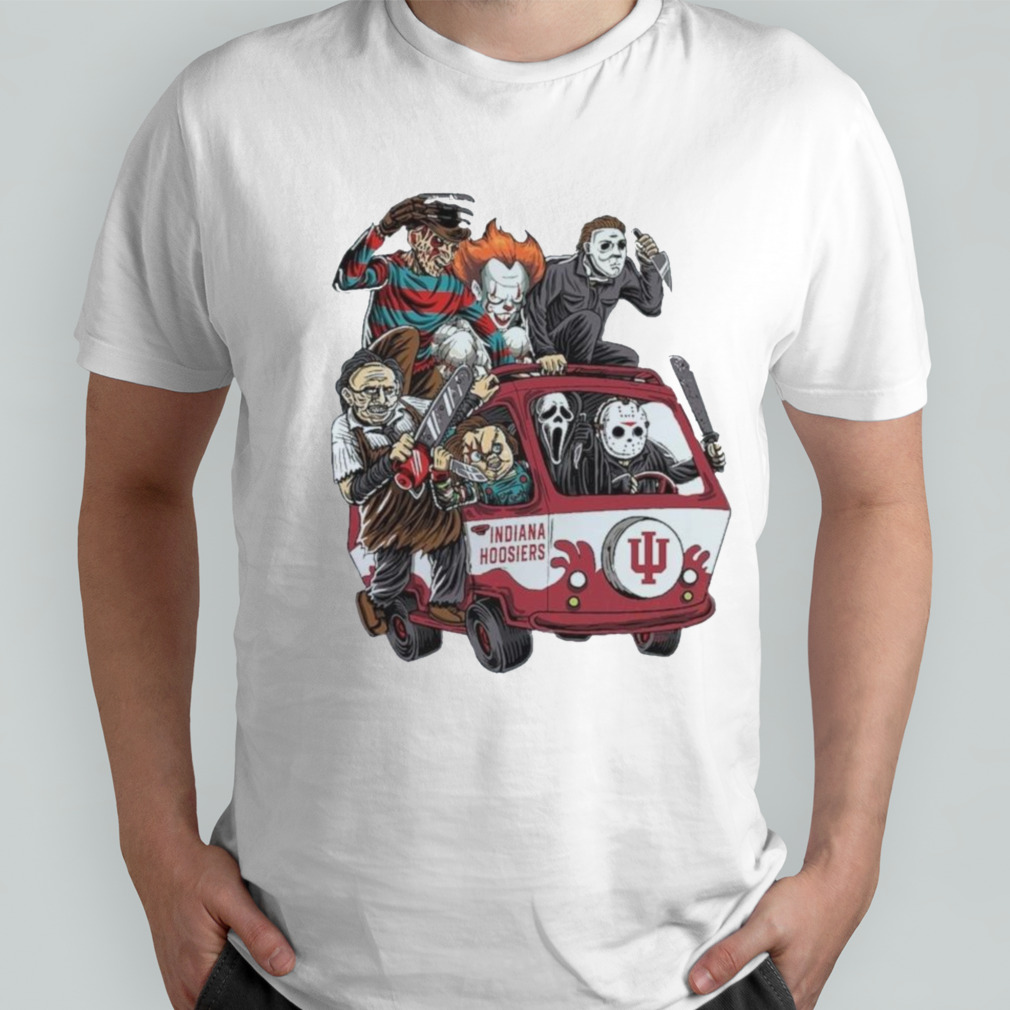 Indiana Hoosiers Horror Movies Characters Bus Halloween 2023 T-Shirt