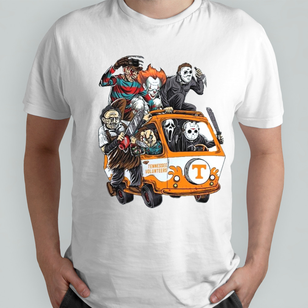 Tennessee Volunteers Horror Movies Characters Bus Halloween 2023 T-Shirt
