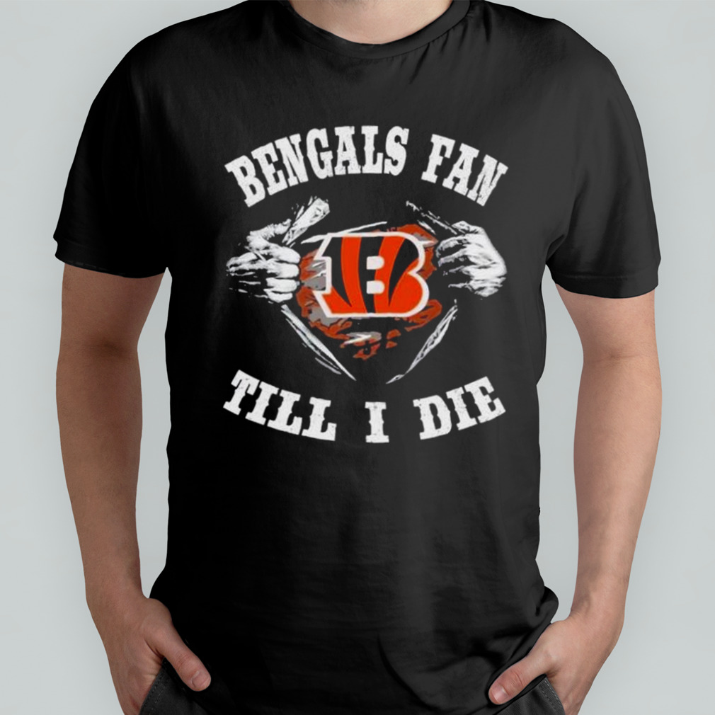 Official Blood inside me cincinnatI bengals fan till I die T-shirt