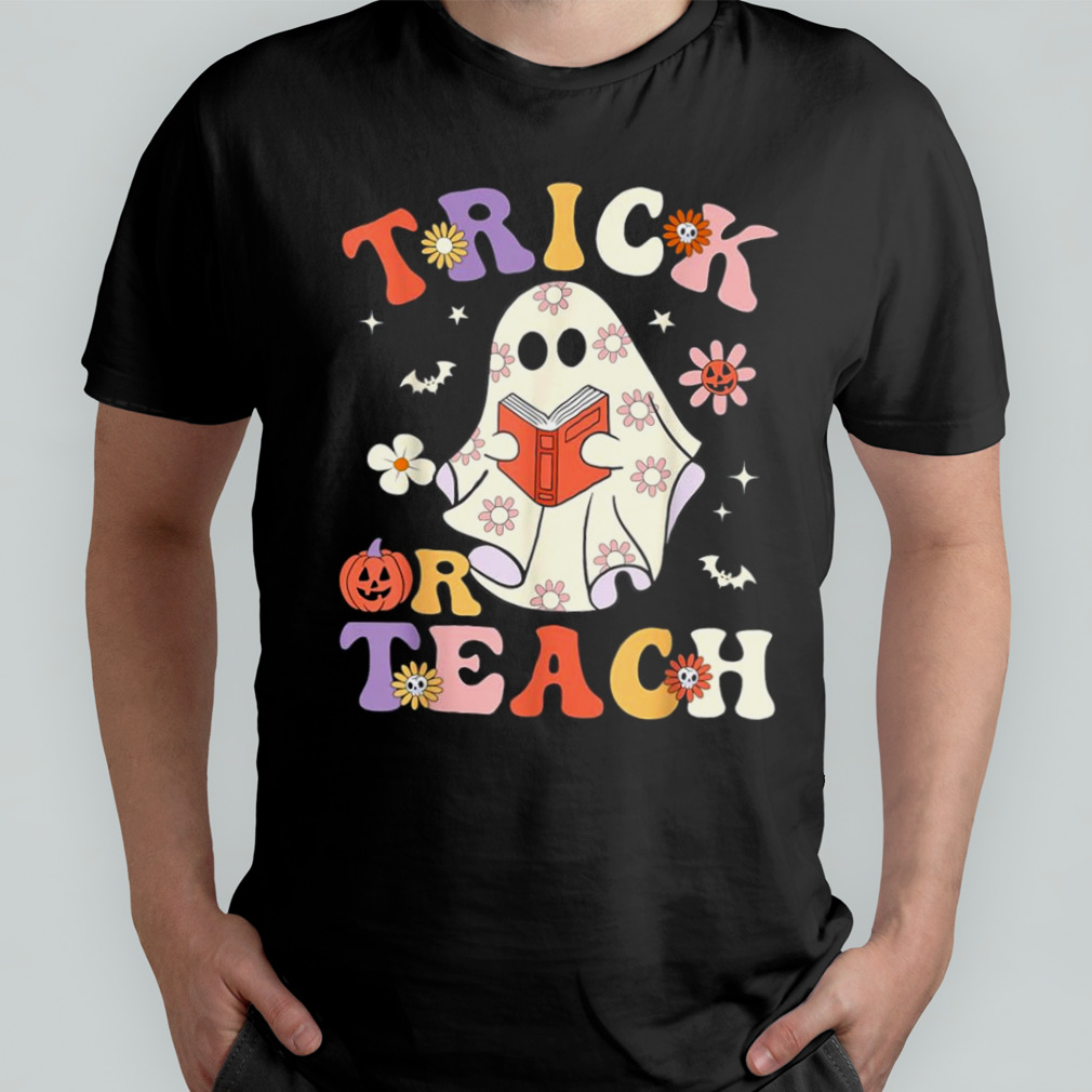 rick or teach retro floral ghost Halloween shirt