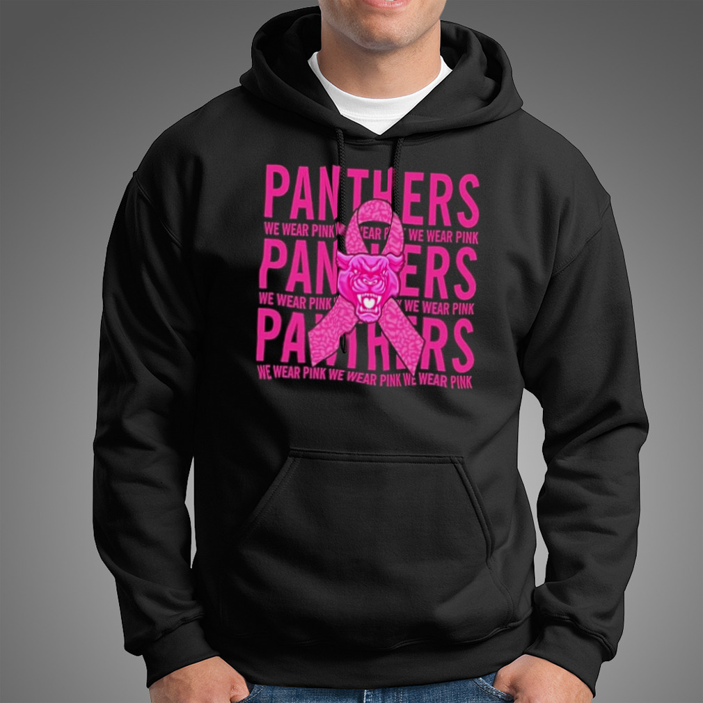 Carolina Panther Mascot We Wear Pink Cancer T shirt - Limotees