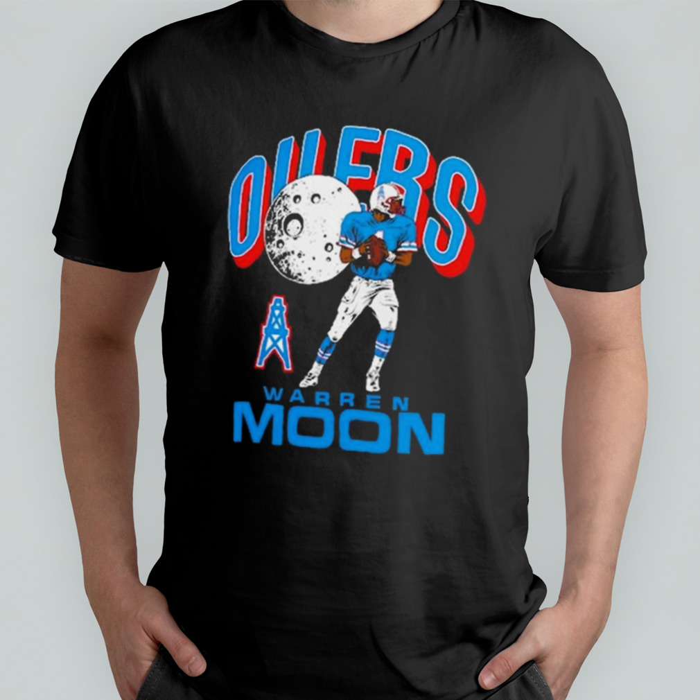 Houston Oilers Warren Moon Homage Retired Player Caricature Tri-blend T-shirt