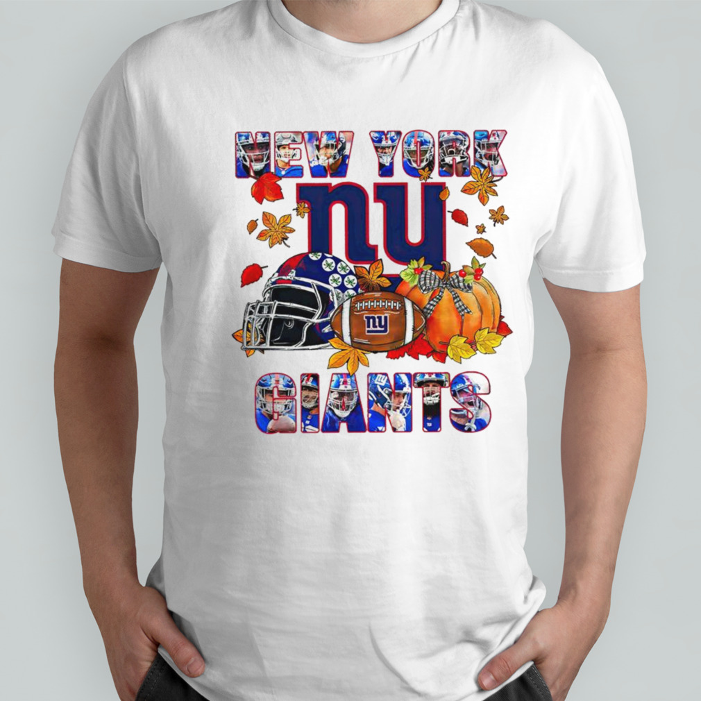 New York Giants fall helmet pumpkin shirt