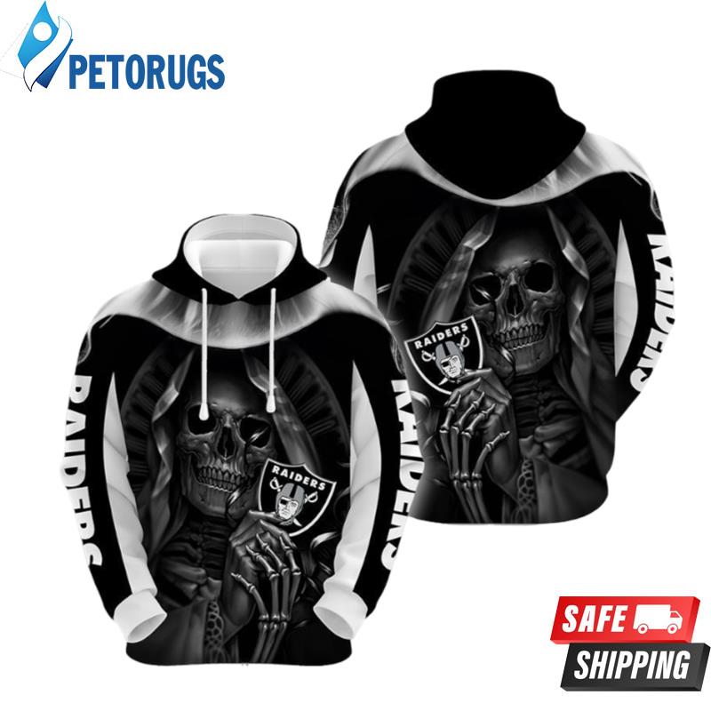 NFL Oakland Raiders Skull Funny Grey Hoodie, Zip Hoodie 3D All