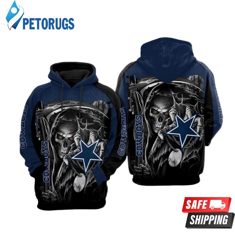 NFL Dallas Cowboys 3D Neon Skull Design Hoodie - Torunstyle