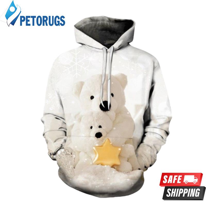 2020 Christmas And Pered Custom Patterns Of Big And Small Polar Bears At Christmas Graphic 3D Hoodie