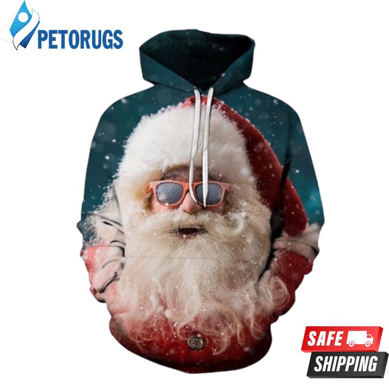 2020 Christmas And Pered Custom The Pattern Of Santa With Glasses On Christmas Day Graphic 3D Hoodie