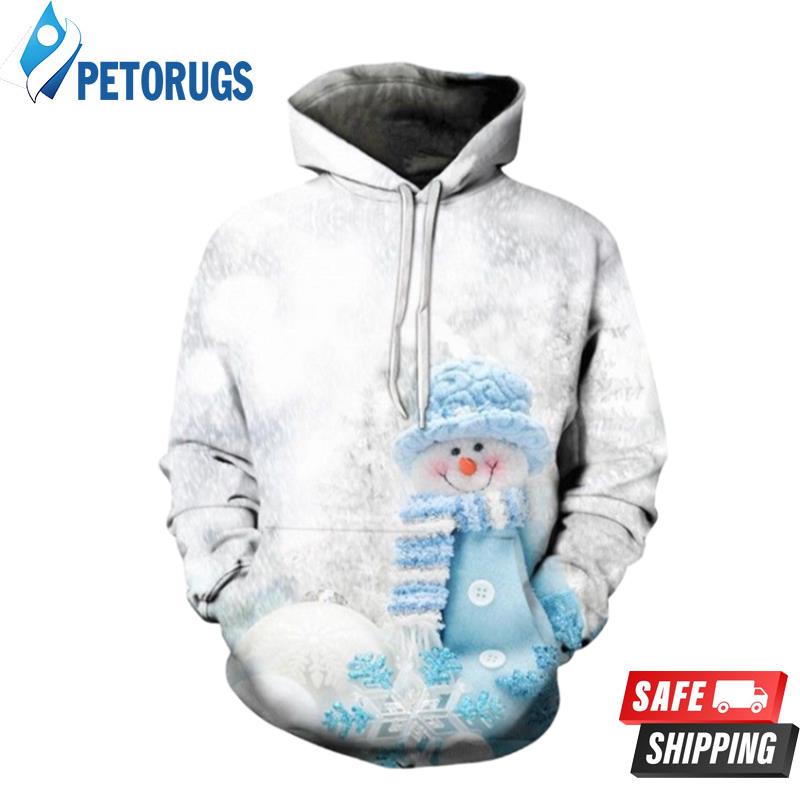 2020 Christmas Fashion And Pered Custom Christmas Blue Snowman Graphic 3D Hoodie