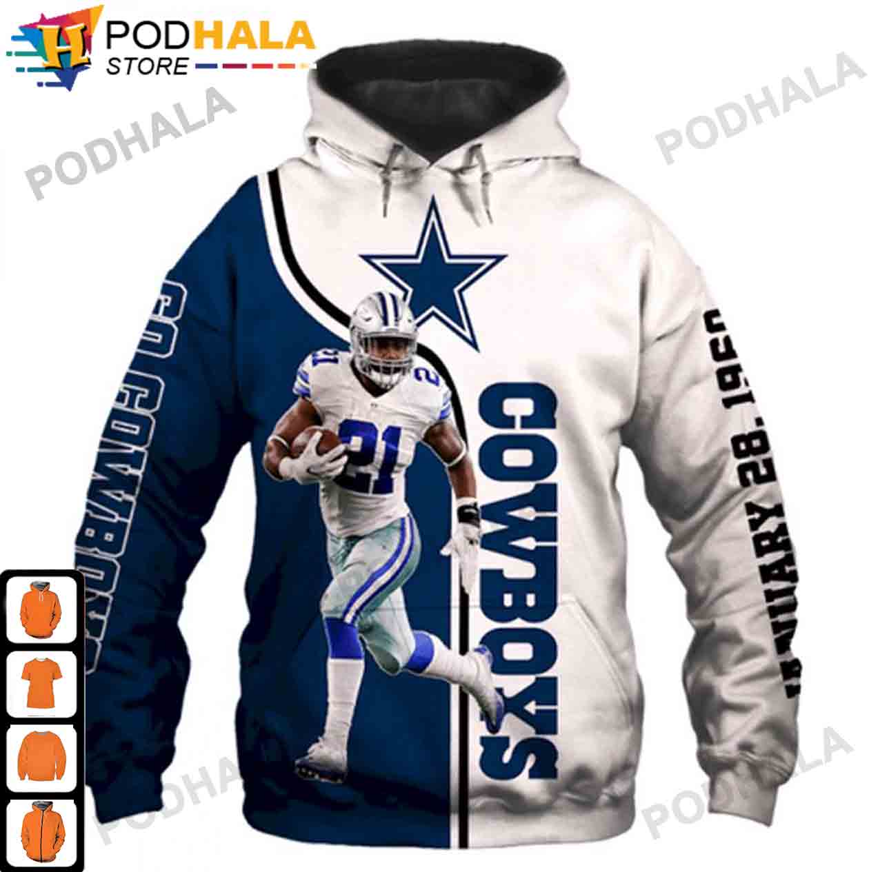21 Ezekiel Elliott NFL Dallas Cowboys Christmas Gifts 3D Hoodie - Bring Your Ideas, Thoughts And Imaginations Into Reality Today