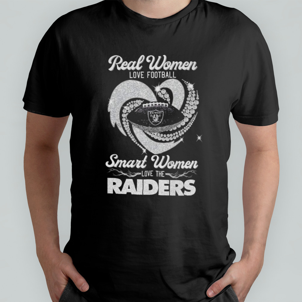 Real Women Love Football Smart Women Love Las Vegas Raiders Diamond Heart  2023 T Shirt