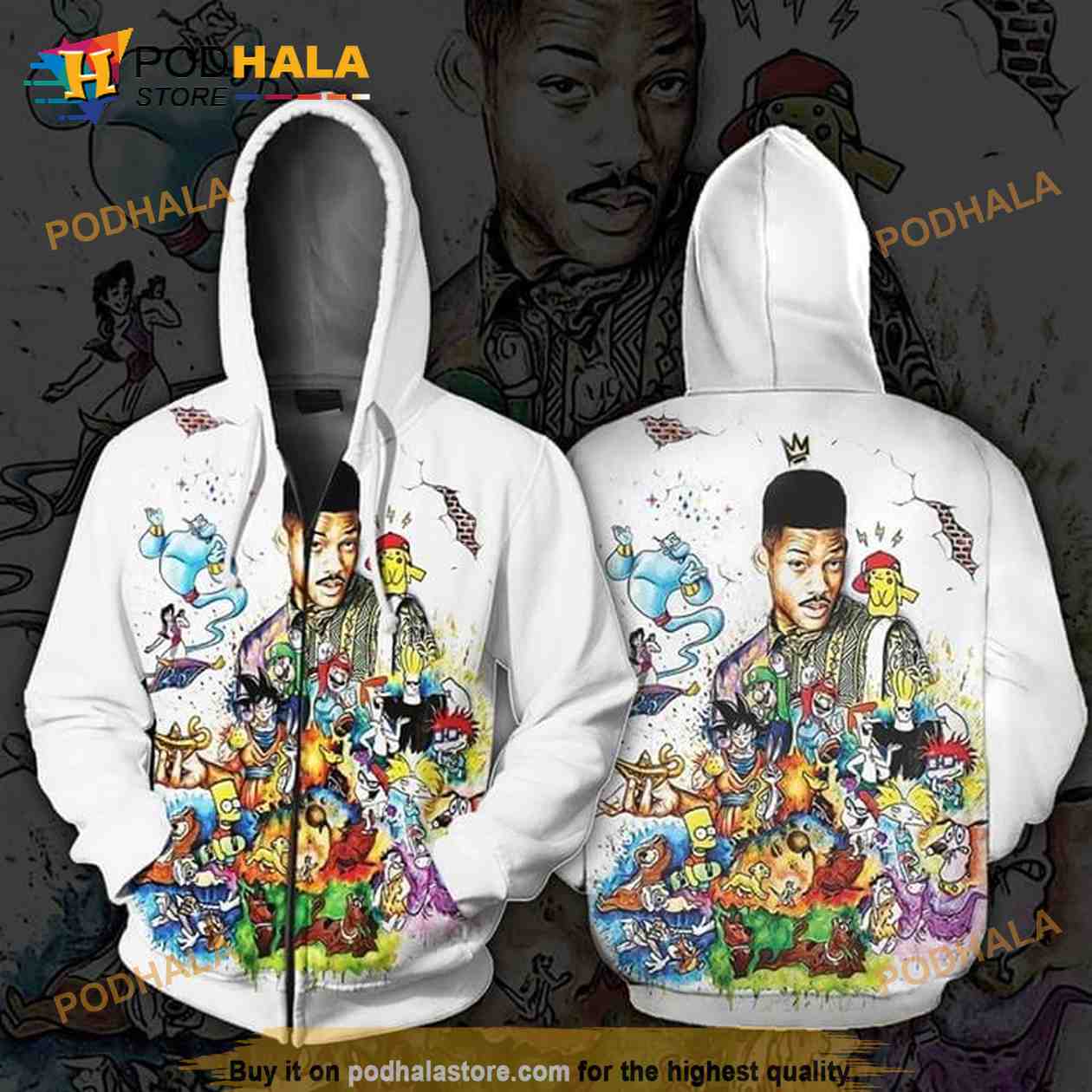 Will Smith Simpson Family Aladdin Dragon Ball Z Mario 3D Hoodie - Bring Your Ideas, Thoughts And Imaginations Into Reality Today